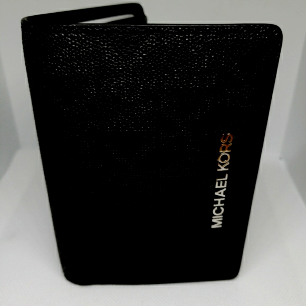 NWT Michael Kors black & gold signature MK Wallet_3